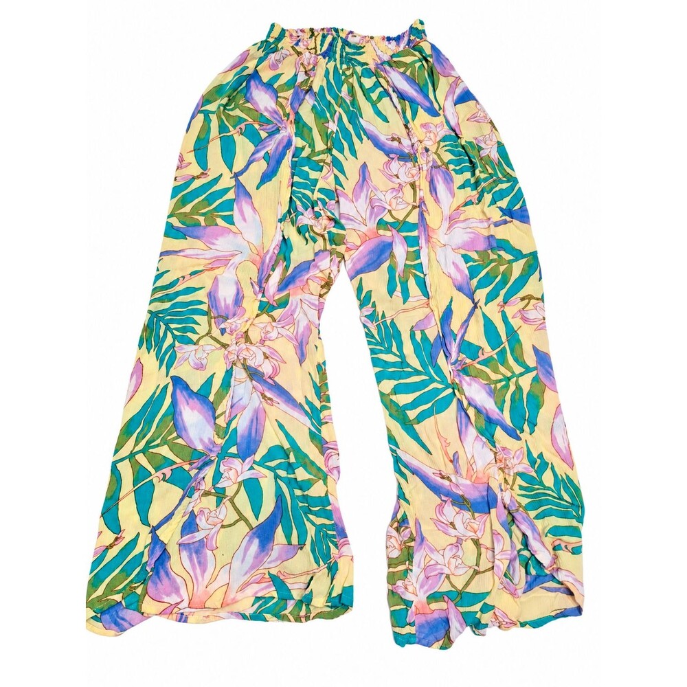 Billabong Split Spirit Floral Wide Leg Slit Pants Womens M Swim Cover